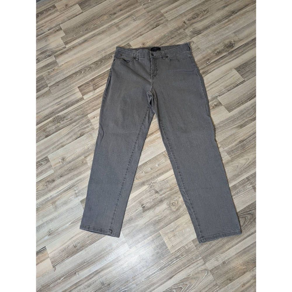 Talbots Jeans Women's 12 Simply Flattering Cotton Stretch 5 Pocket Gray Button
